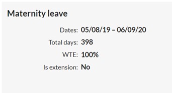 Mat leave detail